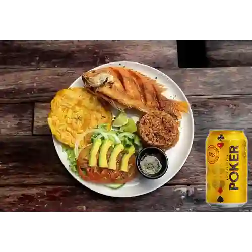 Combo Mojarra + Cerveza Poker Lta 330ml