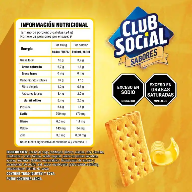 Galletas Saladas Club Social 9Pack Mantequilla 216G