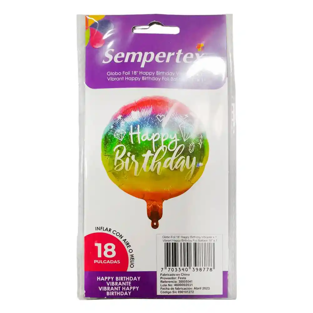 Globo Happy Birthday Vibrante Mate Sempertex 7703340398778