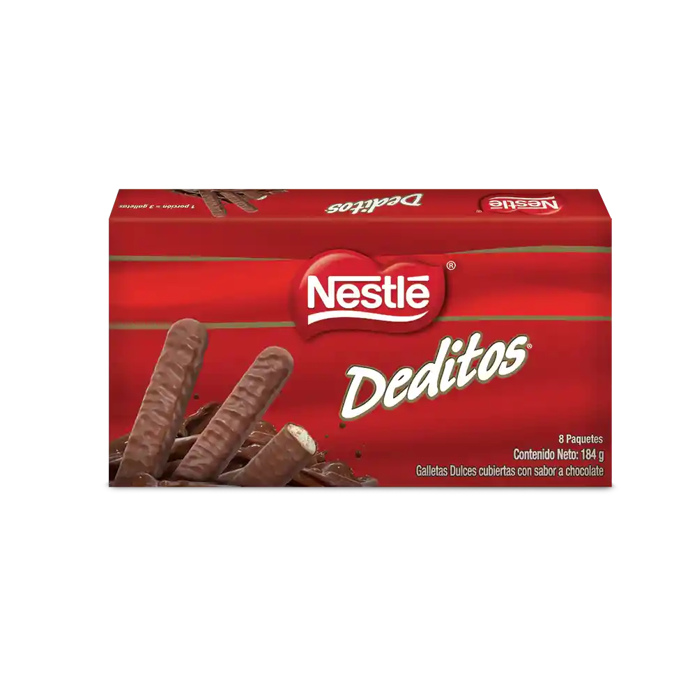 Galletas dulces DEDITOS cubiertas con sabor a chocolate 8 Unds x 184g
