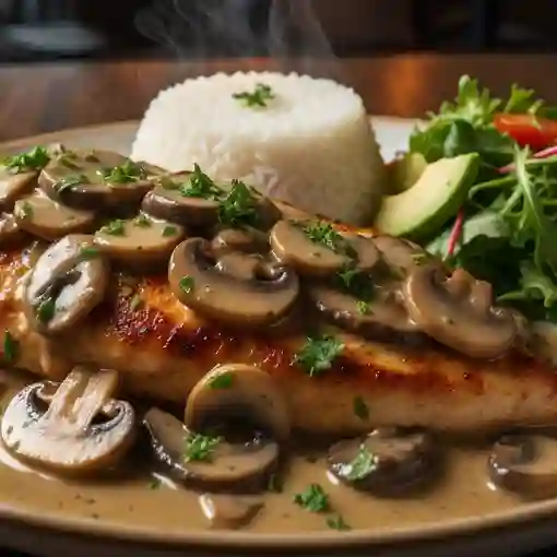 Pollo con champiñones