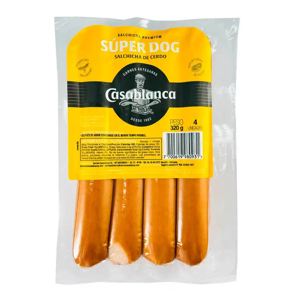 Casablanca Salchicha Premium Súper Dog