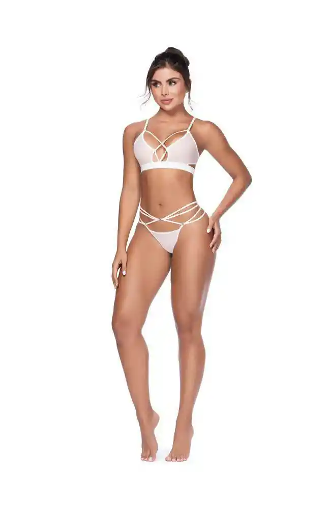 Bralette en Mesh Con Elásticos 32-crudo