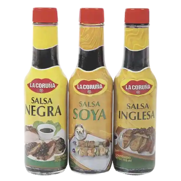 La Coruña Set Salsa Soya + Inglesa + Negra