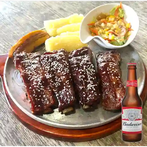 Combo Costillas BBQ Estilo Llanero + Budweiser 330 ml
