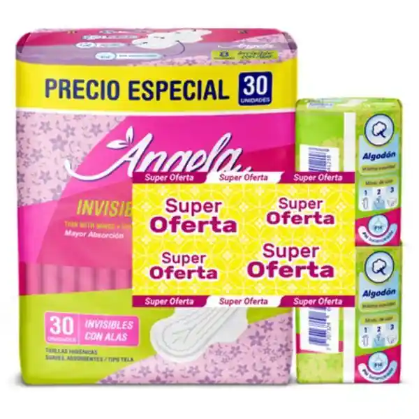 Angela Toalla Higiénica Alas Delgada + Protector Precio Especial