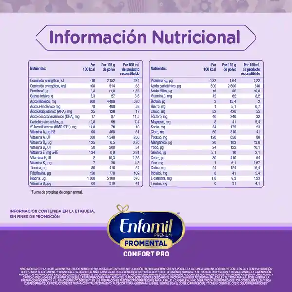 Formula Infantil Enfamil Premium Promental Confort Pro 1650 g