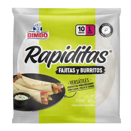 Bimbo Tortillas Rapiditas Fajitas y Burritos Tamaño L 