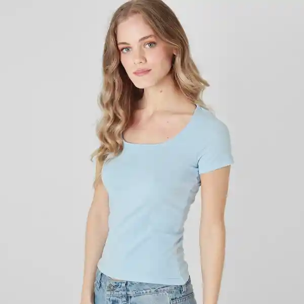 Camiseta Cuello Redondo Manga Corta Azul Talla S 717397