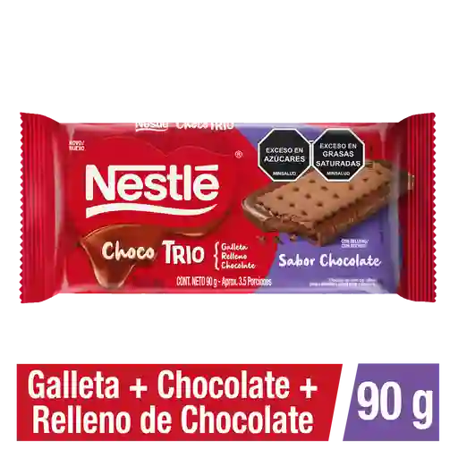 Chocolate ChocoTrio NESTLÉ con galleta y relleno sabor chocolate x 90g
