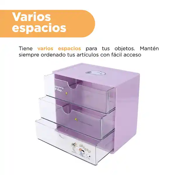 Organizador de Plástico Con Cajones Snoopy Morado Miniso