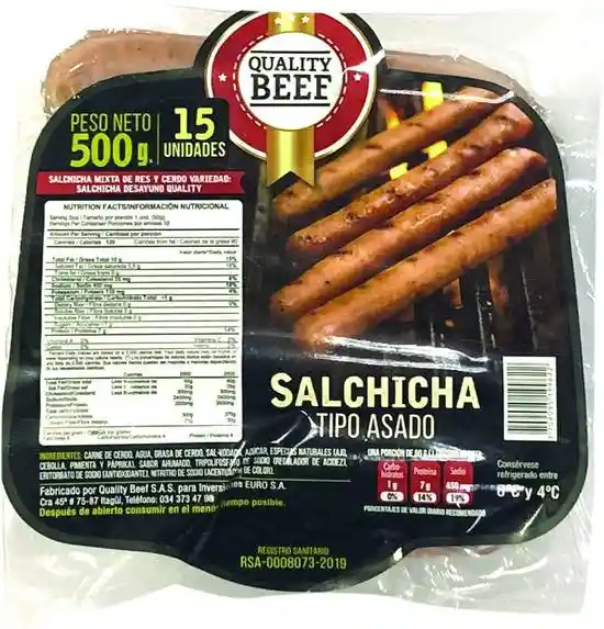 Quality Beef Salchicha Tipo Asado