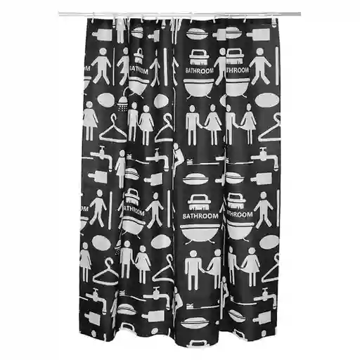 Gotta Cortina Poliéster Negra Bathroom 200 x 180 cm