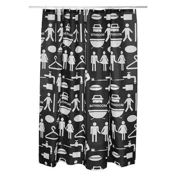 Gotta Cortina Poliéster Negra Bathroom 200 x 180 cm