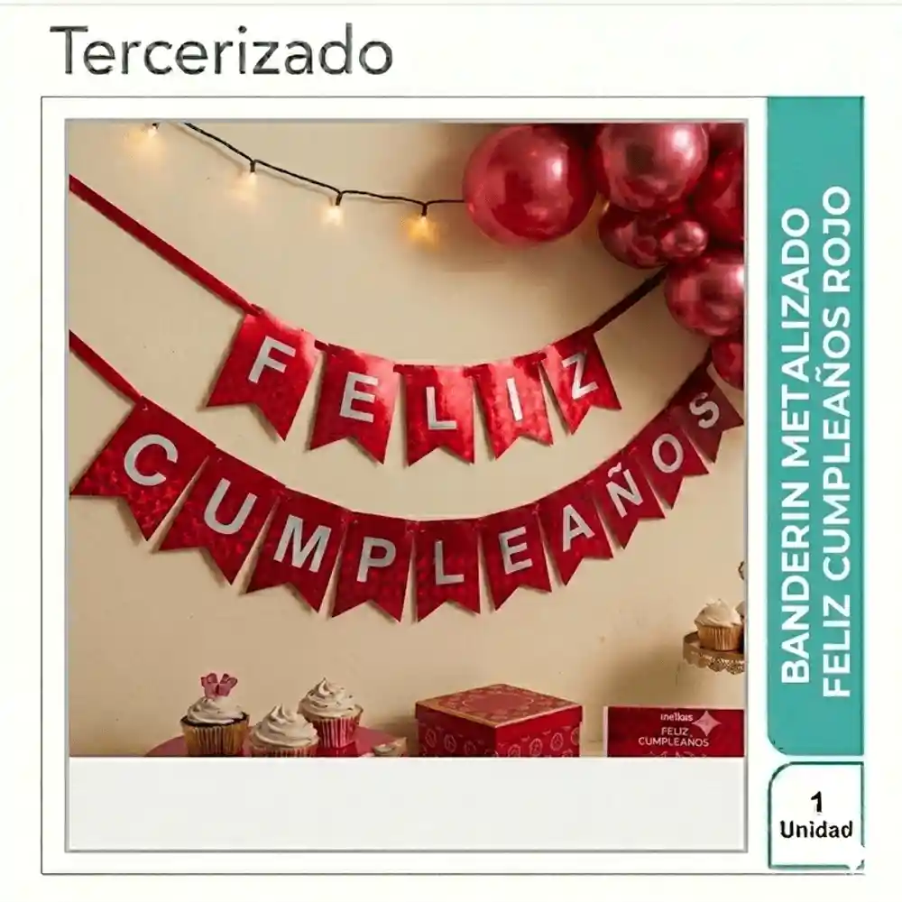 Banderin Feliz Cumpleaños Rojo Metalizado - Magic Party -