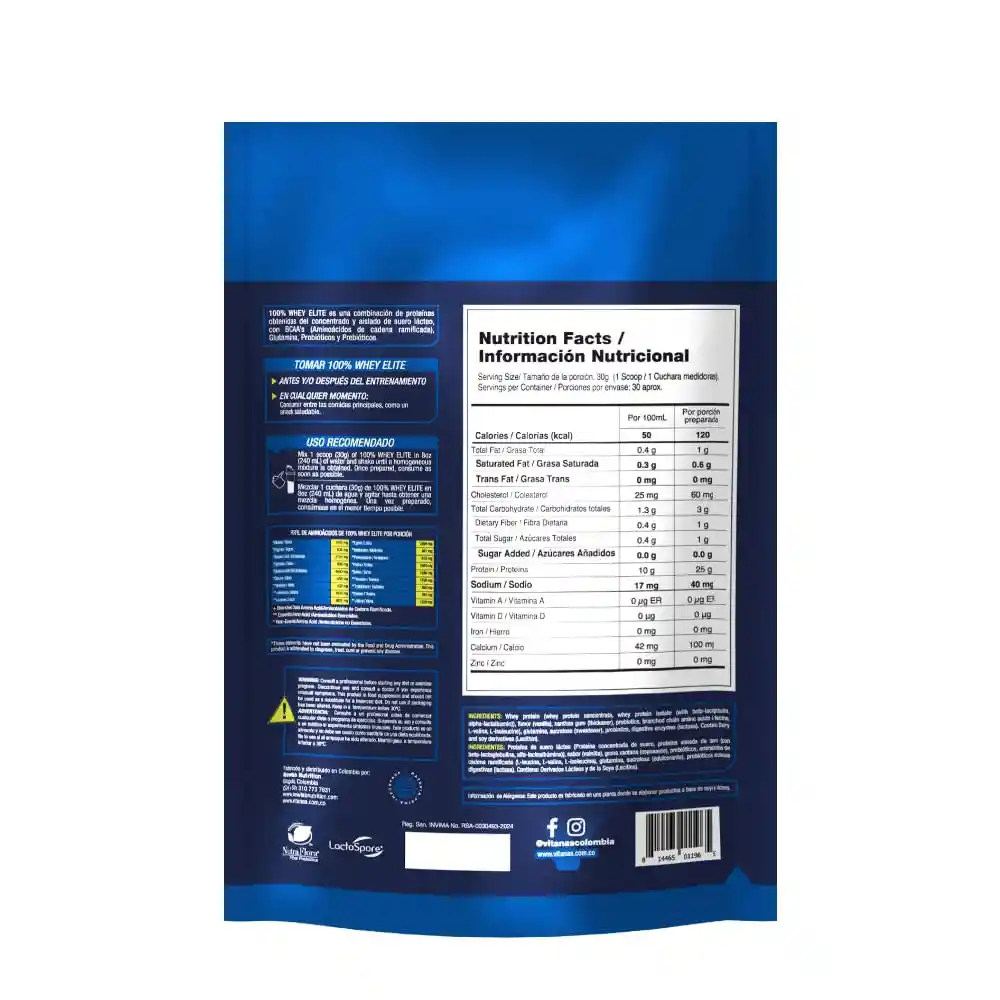 Proteina Vitanas Whey Elite Vainilla