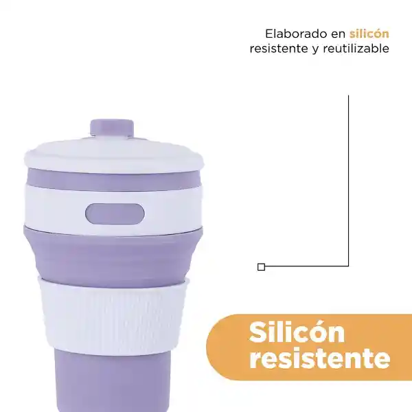 Vaso Plástico Plegable de Silicona Púrpura 350 mL Serie Miniso