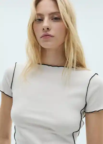 Camiseta Curlita Blanco Talla S Mujer Mango