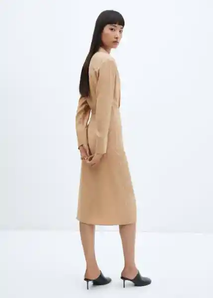 Vestido Crink-W Beige Talla S Mujer Mango