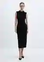 Vestido Mazip Negro Talla 28 Mujer Mango