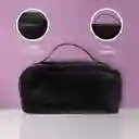 Cosmetiquera Acolchada Con Asa Negro Serie Miniso