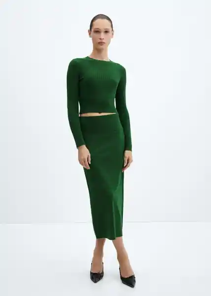 Saco Jersey Prinches Verde Talla 24 Mujer Mango