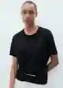 Camiseta Lenu Negro Talla M Mujer Mango