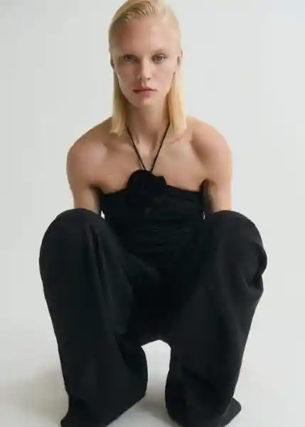 Top Sage Negro Talla S Mujer Mango