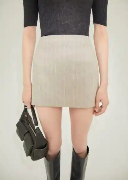 Falda Diplo Gris Talla 40 Mujer Mango