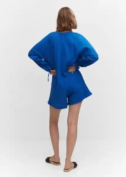 Enterizo Mono Bambú Azul Talla S Mujer Mango