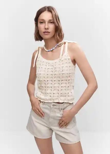 Top Pétalo Crudo Talla L Mujer Mango