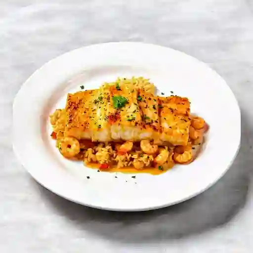 Salmón Gratinado en Salsa de Camarones