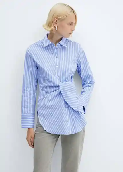 Camisa Máxima Azul Talla L Mujer Mango