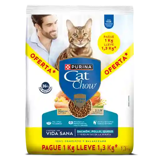 Comida para gatos Purina Cat Chow vida sana x 1,3kg OFERTA