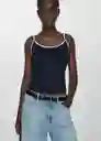 Top Ravioli Navy Talla M Mujer Mango