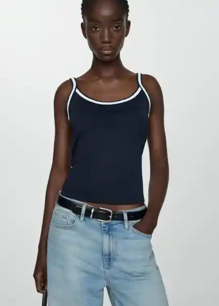 Top Ravioli Navy Talla M Mujer Mango