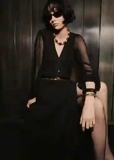 Vestido Mellow Negro Talla S Mujer Mango