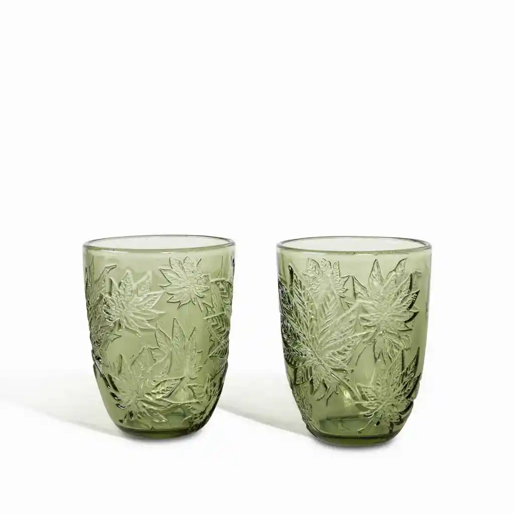 Set Vaso Hoja Cannabis Ambiente Gourmet