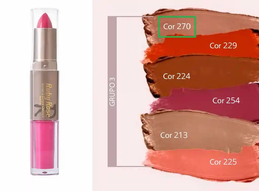 #270 Ruby Rose Labial Batom Duo Matte Grupo 3