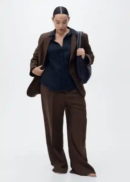 Pantalón Veronica Marrón Talla 38 Mujer Mango