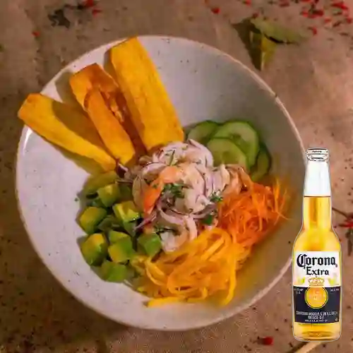Combo Bowl de Camarón Acevichado + Corona 355 ml