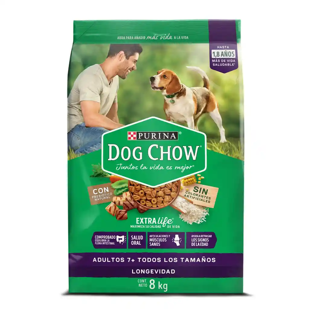 Comida para perro Dog Chow mayores a 7 años (Senior Longevidad) x 8 kg