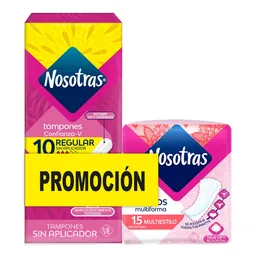 Nosotras Tampones sin Aplicador Regular con Protectores Multiestilo