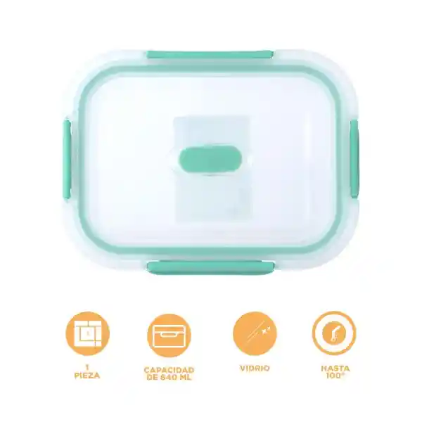 Contenedor de Alimentos de Vidrio Verde 640 mL Miniso