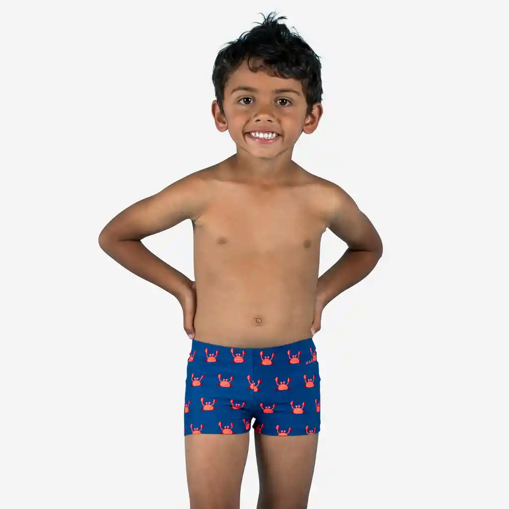 Pantaloneta de Baño Corta Tipo Licra de Natación Para Bebé Nabaiji Azul/rojo