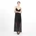 Vestido Cuello V Manga Sisa Negro Talla M 581523