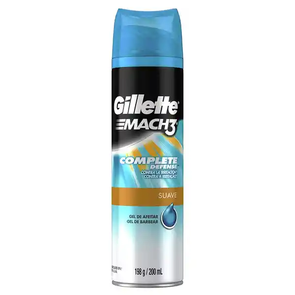 GILLETTE Mach3 Suave Gel de Afeitar para Barba de 200mL Suaviza y Protege la Piel al Afeitarte al Ras con Máquina de Afeitar para Hombre