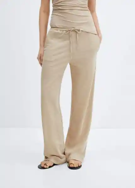 Pantalón Cintita Arena Talla 24 Mujer Mango