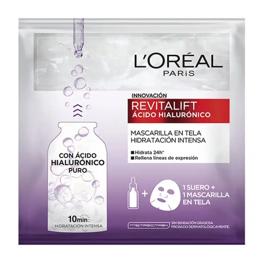 Mascarilla Facial Loreal Paris con Acido Hialuronico 