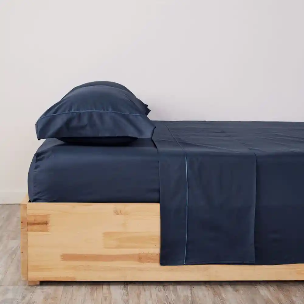 Juego de Cama Sencillo 180 Hilos Unicolor Azul Distrihogar